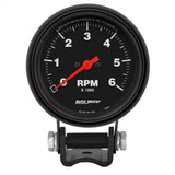 Autometer Black 2 5/8 inch 6000 rpm Tachometer Mini Tach Gauge - 2891