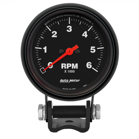 Autometer Black 2 5/8 inch 6000 rpm Tachometer Mini Tach Gauge - 2891