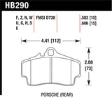 Hawk 98-10 Porsche 911 / 06-12 Porsche Cayman S Blue 9012 Race Rear Brake Pads - HB290E.583