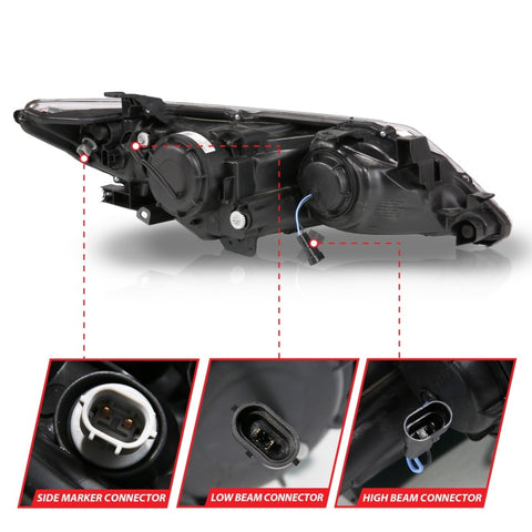 ANZO 2012-2013 Toyota Camry Projector Headlights w/ Halo Chrome - 121513
