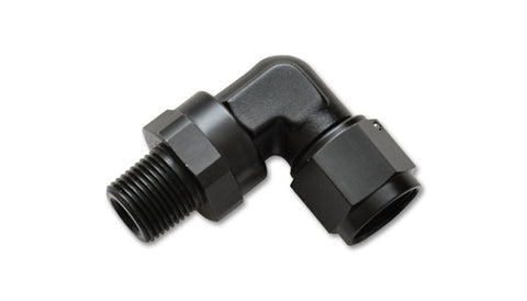 Vibrant -4AN to 1/4in NPT Female Swivel 90 Degree Adapter Fitting - 11382