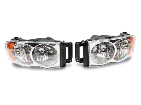 Raxiom 02-05 Dodge RAM 1500 Axial Series OEM Style Rep Headlights- Chrome Housing (Clear Lens) - R118008