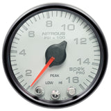 Autometer Spek-Pro Gauge Nitrous Press 2 1/16in 1600psi Stepper Motor W/Peak & Warn Wht/Blk - P32012