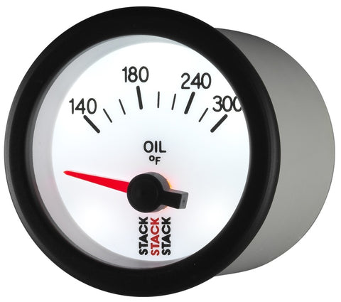 Autometer Stack 52mm 140-300 Deg F 1/8in NPTF Electric Oil Temp Gauge - White - ST3260