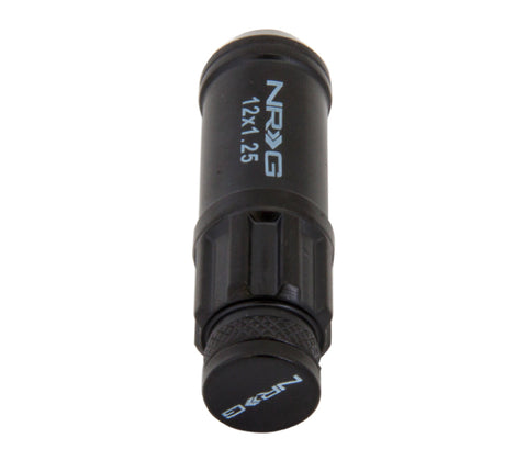 NRG 700 Series M12 X 1.25 Steel Lug Nut w/Dust Cap Cover Set 21 Pc w/Locks & Lock Socket - Black - LN-LS710BK-21