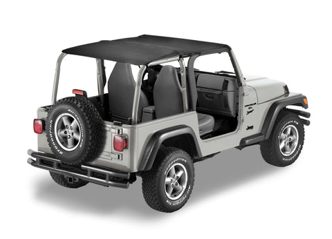 Bestop 97-02 Jeep Wrangler TJ Header Safari Bikini (Black Denim) - 52531-15