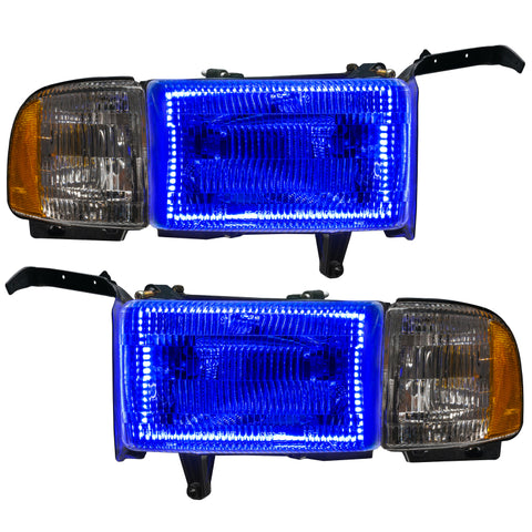 Oracle 94-02 Dodge Ram Pre-Assembled Halo Headlights - ColorSHIFT w/ Simple Controller - 8167-504