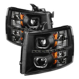xTune Chevy Silverado 1500/2500/3500 07-13 LED Halo Projector Headlights Black PRO-JH-CSIL07-CFB-BK - 9032189