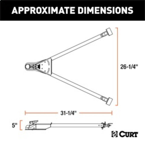 RockJock Curt Tow Bar with Adjustable Width Arms Car Mount 2in Ball 5000lbs - RJ-19745