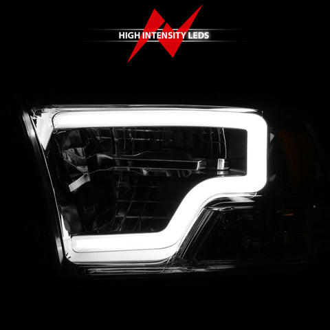 ANZO 2009-2020 Dodge Ram 1500 Full LED Square Projector Headlights w/ Chrome Housing Chrome Amber - 111540