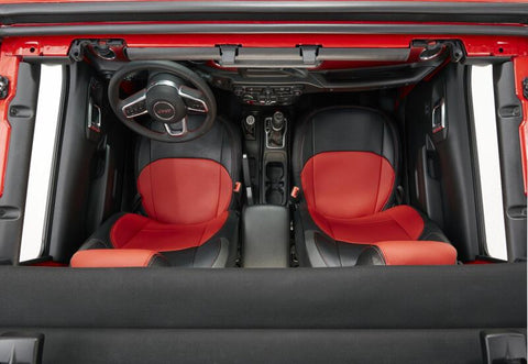 PRP 2018+ Jeep Wrangler JL/2 door/ Non-Rubicon Front Seat Covers (Pair) - Black/Red - B037-05