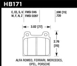 Hawk 1987 Volkswagen Scirocco 1.8L Base Front ER-1 Brake Pads - HB171D.590