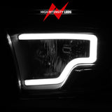 ANZO 2009-2018 Dodge Ram 1500 Crystal Headlights w/ Light Bar Black Housing - 111515