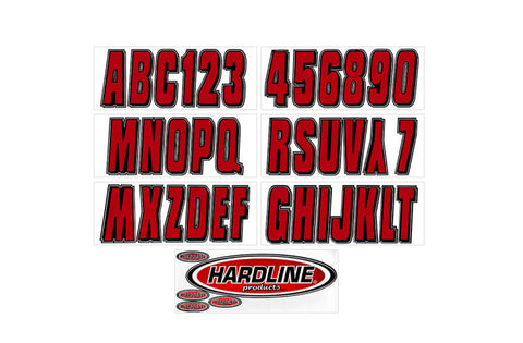 Hardline Boat Lettering Registration Kit 3 in. - 320 Ox Blood Red/Black - ROBLK320