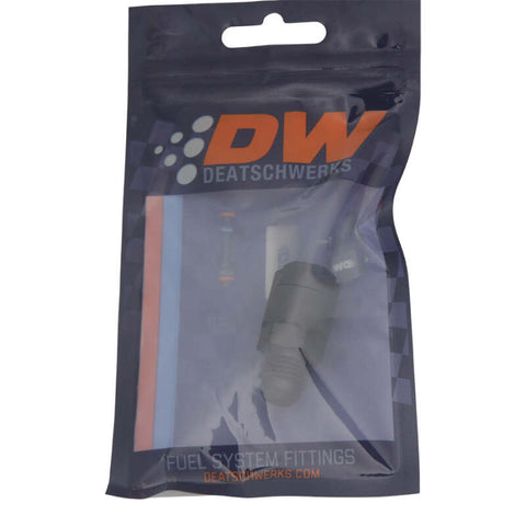 DeatschWerks 6AN Male Flare to 5/16in Female EFI Quick Connect Adapter - Anodized Matte Black - 6-02-0121-B
