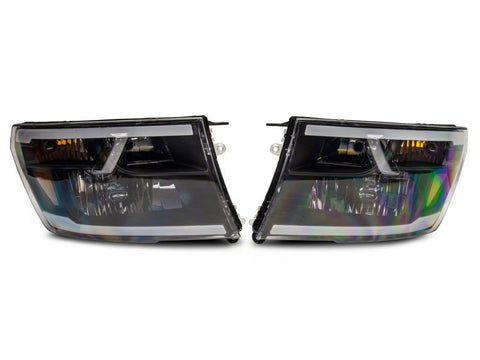 Raxiom 09-18 Dodge RAM 1500/2500/3500 Axial Headlights w/ SEQL LED Bar- Blk Housing (Clear Lens) - R131482