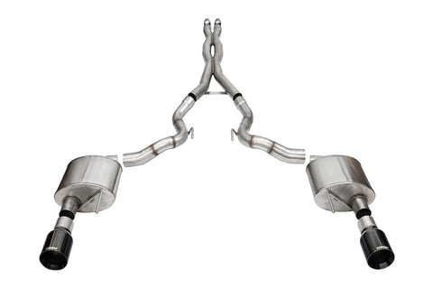 Corsa 24+ Ford Mustang GT Conv Xtreme CatBk Ex.Sys 3.0in Dual Rear Exit w4.5in Black StraightCut Tip - 21271BLK