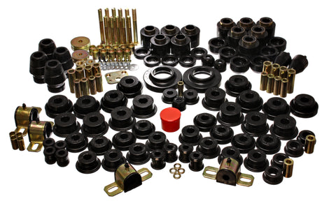 Energy Suspension 97-06 Jeep Wrangler TJ (w/ 1in Body Lift Kit) Black Hyper-Flex Master Bushing Set - 2.18106G