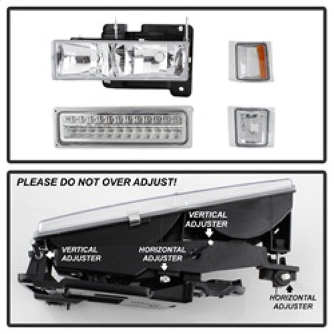 xTune 92-94 Blazer Full Size Corner/LED Bumper Headlights Chrome HD-JH-CCK88-LED-AM-C-SET - 5069559