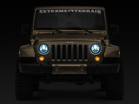 Raxiom 97-18 Jeep Wrangler TJ/JK Axial 7-Inch LED Headlights w/RGB Halo- Blk Hsng (Clear Lens) - J142665