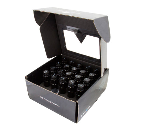 NRG 700 Series M12 X 1.25 Steel Lug Nut w/Dust Cap Cover Set 21 Pc w/Locks & Lock Socket - Black - LN-LS710BK-21