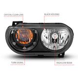 ANZO 2008-2014 Dodge Challenger Crystal Headlights Black - 121526