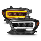 ANZO 16-22 Toyota Tacoma SR/SR5 ONLY Full LED Proj Headlights w/Light Bar Seq. Blk w/Initiation Lgt - 111562