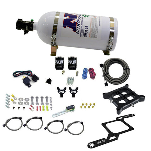 Nitrous Express 4150 Billet Crossbar Pro-Power Nitrous Kit (100-500HP) w/10lb Bottle - 60542-10