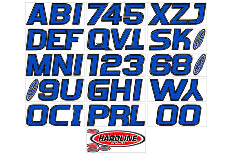 Hardline Boat Lettering Registration Kit 3 in. - 700 Blue/Black - BLBLK700