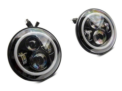 Raxiom 97-18 Jeep Wrangler TJ/JK Axial 7-Inch LED Headlights w/RGB Halo- Blk Hsng (Clear Lens) - J142665