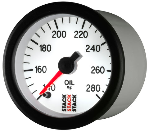 Autometer Stack 52mm 140-280 Deg F 1/8in NPTF Male Pro Stepper Motor Oil Temp Gauge - White - ST3360