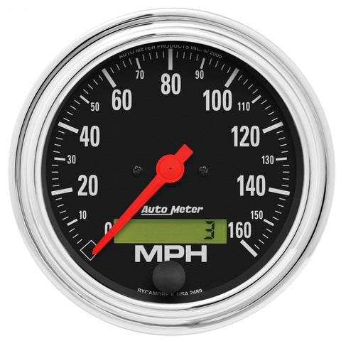 Autometer Traditional Chrome 3-3/8in 160 MPH Electric Speedometer w/ LCD Odometer - 2489