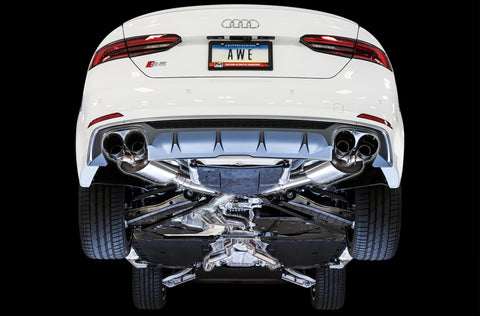 AWE Tuning Audi B9 S5 Sportback Touring Edition Exhaust - Non-Resonated (Black 102mm Tips) - 3020-43064
