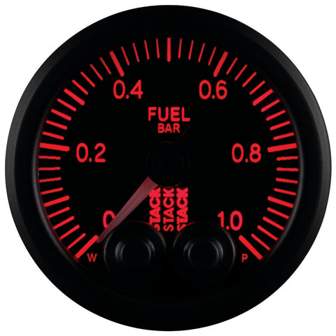 Autometer Stack 52mm 0-1 Bar M10 Male Pro-Control Fuel Pressure Gauge - Black - ST3503