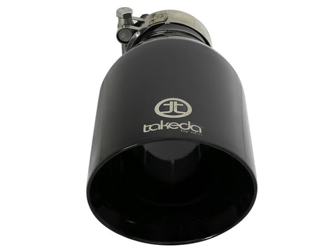aFe Takeda 409 SS Clamp-On Exhaust Tip 2.5in. Inlet / 4.5in. Outlet / 9in. L - Black - 49T25454-B09