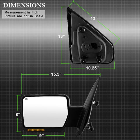 xTune Ford F150 07-14 Power Heated Amber LED Signal OE Mirror Left MIR-03349EH-P-L - 9935336
