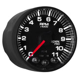 Autometer Spek-Pro Gauge Tach 2 1/16in 11K Rpm W/ Shift Light & Peak Mem - Blk/Blk - P336328