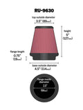 K&N Universal Tapered Filter 2.5in Flange ID x 4.5in Base OD x 3.5in Top OD x 5in Height - RU-9630