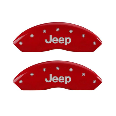 MGP Front set 2 Caliper Covers Engraved Front JEEP Red finish silver ch - 42009FJEPRD