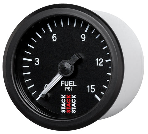 Autometer Stack 52mm 0-15 PSI 1/8in NPTF Male Pro Stepper Motor Fuel Pressure Gauge - Black - ST3304