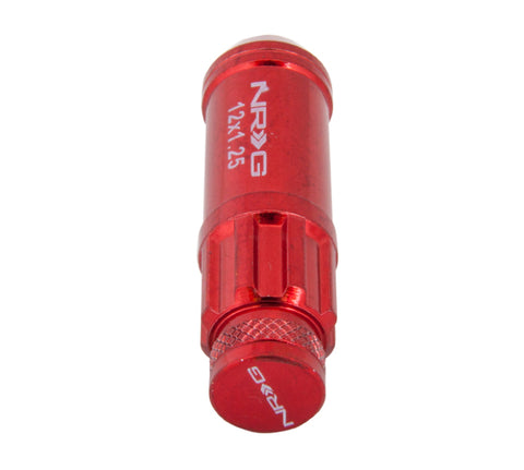 NRG 700 Series M12 X 1.25 Steel Lug Nut w/Dust Cap Cover Set 21 Pc w/Locks & Lock Socket - Red - LN-LS710RD-21