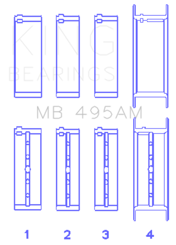 King Infiniti/Nissan 181CI 3.0L VG30DE/TT V6/122CI 2.0L VG20DET V6 (Size +0.25) Main Bearing Set - MB495AM0.25