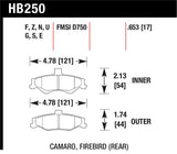 Hawk 1998-2002 Chevrolet Camaro SS 5.7 HPS 5.0 Rear Brake Pads - HB250B.653