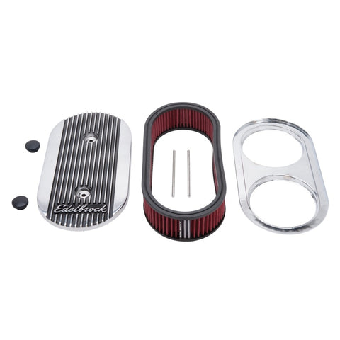 Edelbrock Air Cleaner Elite II Oval Dual-Quad Carbs 2 5In Red Element Polished - 4272
