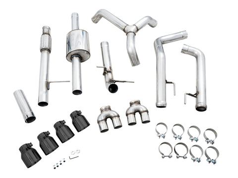 AWE Tuning 4th Gen GM 1500 5.3L 0FG Cat-Back Split Rear Exit (w/ Bumper Cutouts) - Quad Diamond Tips - 3015-43202