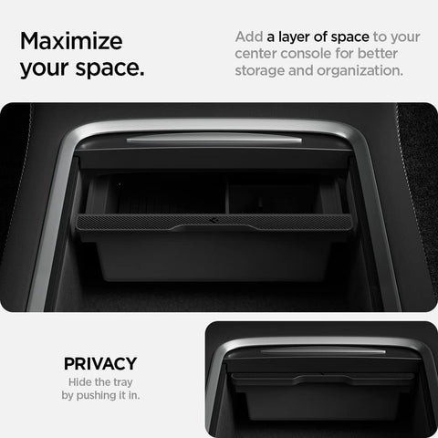 Spigen Console Organizer Tray (Carbon Edition) Designed for Tesla Model 3/Y with Smooth Slide Technology 2023/2022 - W11350