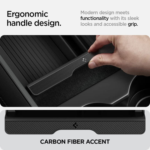 Spigen Console Organizer Tray (Carbon Edition) Designed for Tesla Model 3/Y with Smooth Slide Technology 2023/2022 - W11350