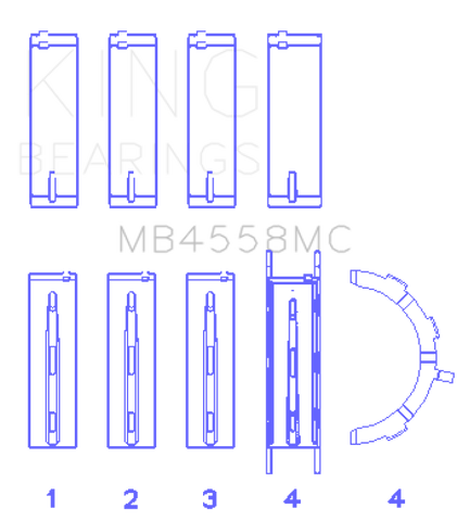 King Engine Bearings Ford Ecoboost 2.7L V6 (Size 0.05) Main Bearing Set - MB4558MC0.5