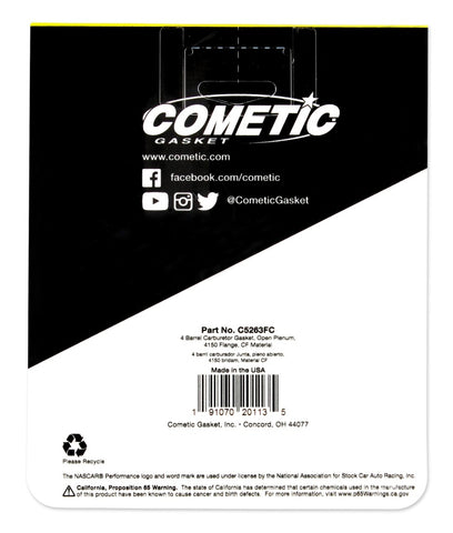 Cometic Holley 4 Barrel .060in Fiber Carburetor Gasket - C5263FC