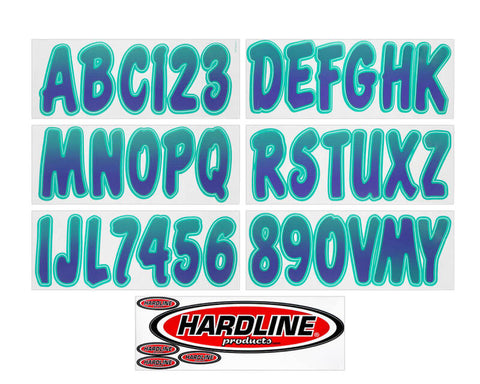 Hardline Boat Lettering Registration Kit 3 in. - 200 Purple/Teal - PUTEG200